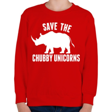 PRINTFASHION Save the Chubby Unicorns! - Gyerek pulóver - Piros