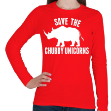 PRINTFASHION Save the Chubby Unicorns! - Női hosszú ujjú póló - Piros női póló
