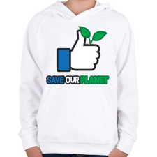 PRINTFASHION Save the planet! - Gyerek kapucnis pulóver - Fehér gyerek pulóver, kardigán