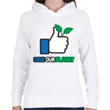 PRINTFASHION Save the planet! - Női kapucnis pulóver - Fehér női pulóver, kardigán