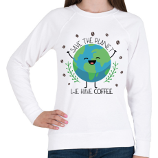 PRINTFASHION Save the planet - we have coffee - Női pulóver - Fehér