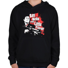 PRINTFASHION Say Hello - Gyerek kapucnis pulóver - Fekete
