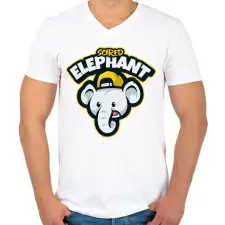PRINTFASHION scared elephant - Férfi V-nyakú póló - Fehér férfi póló
