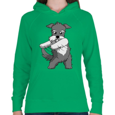 PRINTFASHION Schnauzer floss dance - Női kapucnis pulóver - Zöld női pulóver, kardigán