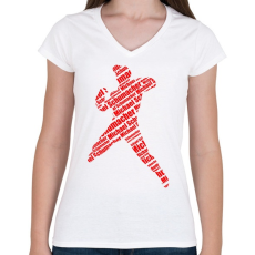 PRINTFASHION Schumacher - Női V-nyakú póló - Fehér