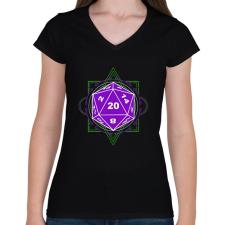 PRINTFASHION Sci-Fi D20 (Lila-Zöld) - Női V-nyakú póló - Fekete női póló
