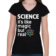 PRINTFASHION Science - Női V-nyakú póló - Fekete női póló