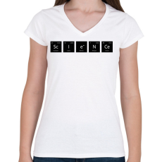 PRINTFASHION ScIeNCe - (Periódusos rendszer) - Női V-nyakú póló - Fehér