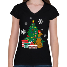 PRINTFASHION Scooby-Christmas - Női V-nyakú póló - Fekete női póló