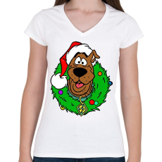 PRINTFASHION Scooby Xmas - Női V-nyakú póló - Fehér