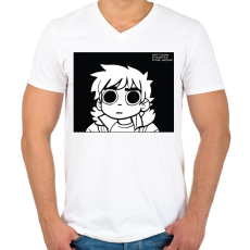 PRINTFASHION Scott Pilgrim - Férfi V-nyakú póló - Fehér