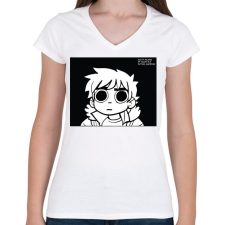 PRINTFASHION Scott Pilgrim - Női V-nyakú póló - Fehér női póló