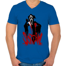PRINTFASHION Screaaam - Férfi V-nyakú póló - Királykék
