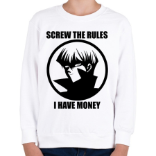 PRINTFASHION Screw the rules, i have money - Gyerek pulóver - Fehér gyerek pulóver, kardigán