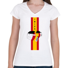 PRINTFASHION Seat Ibiza - Női V-nyakú póló - Fehér női póló