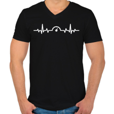 PRINTFASHION Sebesség EKG - Férfi V-nyakú póló - Fekete férfi póló
