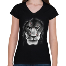 PRINTFASHION Sebhelyes arc - Női V-nyakú póló - Fekete