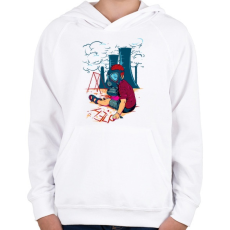 PRINTFASHION Segítség - Gyerek kapucnis pulóver - Fehér