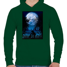 PRINTFASHION Sejtelmes holdfény - Férfi kapucnis pulóver - Sötétzöld férfi pulóver, kardigán