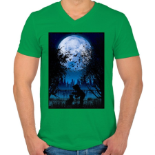 PRINTFASHION Sejtelmes holdfény - Férfi V-nyakú póló - Zöld férfi póló