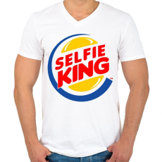 PRINTFASHION Selfie king - Férfi V-nyakú póló - Fehér