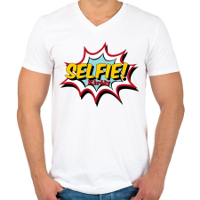 PRINTFASHION Selfie király - Férfi V-nyakú póló - Fehér férfi póló