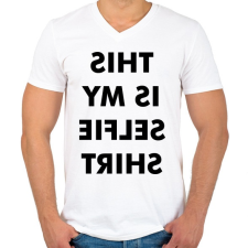 PRINTFASHION Selfie Tshirt - Férfi V-nyakú póló - Fehér férfi póló