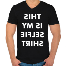 PRINTFASHION Selfie Tshirt - Férfi V-nyakú póló - Fekete férfi póló
