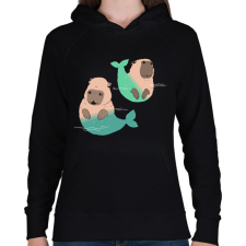 PRINTFASHION Sellő capybara - Női kapucnis pulóver - Fekete női pulóver, kardigán