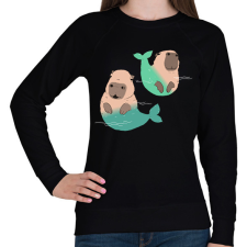 PRINTFASHION Sellő capybara - Női pulóver - Fekete női pulóver, kardigán