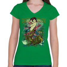 PRINTFASHION Sellő - Női V-nyakú póló - Zöld női póló