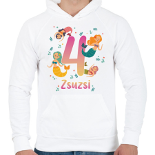 PRINTFASHION Sellős szülinap - névvel, számmal - Férfi kapucnis pulóver - Fehér férfi pulóver, kardigán