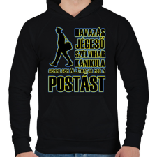 PRINTFASHION Semmi sem állíthatja meg a postást - Férfi kapucnis pulóver - Fekete férfi pulóver, kardigán
