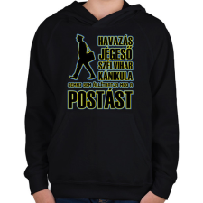 PRINTFASHION Semmi sem állíthatja meg a postást - Gyerek kapucnis pulóver - Fekete gyerek pulóver, kardigán