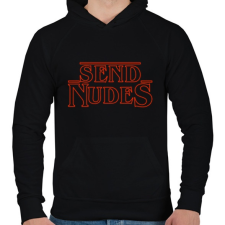 PRINTFASHION Send Nudes - Stranger things meme - Férfi kapucnis pulóver - Fekete férfi pulóver, kardigán