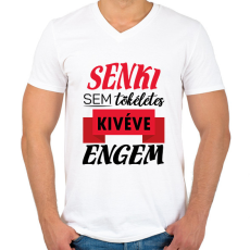 PRINTFASHION Senki sem tökéletes - Férfi V-nyakú póló - Fehér