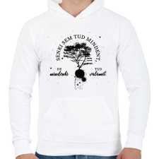 PRINTFASHION Senki sem tud mindent - Férfi kapucnis pulóver - Fehér férfi pulóver, kardigán