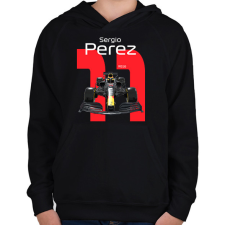 PRINTFASHION Sergio Perez 11 autóversenyző - fehér felirat - Gyerek kapucnis pulóver - Fekete gyerek pulóver, kardigán