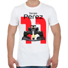 PRINTFASHION Sergio Perez 11 autóversenyző - fekete felirat - Férfi póló - Fehér