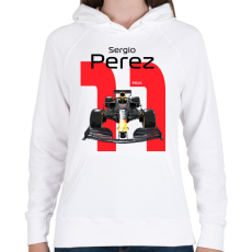 PRINTFASHION Sergio Perez 11 autóversenyző - fekete felirat - Női kapucnis pulóver - Fehér