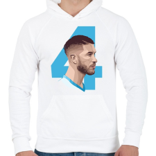 PRINTFASHION Sergio Ramos - Férfi kapucnis pulóver - Fehér férfi pulóver, kardigán