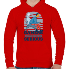 PRINTFASHION Serious Gamers - Férfi kapucnis pulóver - Piros