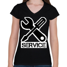 PRINTFASHION Service - Női V-nyakú póló - Fekete