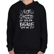 PRINTFASHION Seteményes tálca - Gyerek kapucnis pulóver - Fekete