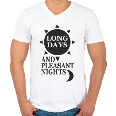 PRINTFASHION Setét torony  - Férfi V-nyakú póló - Fehér