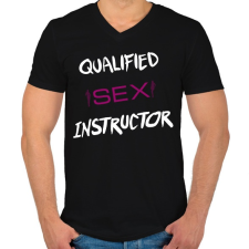 PRINTFASHION SEX INSTRUCTOR - Férfi V-nyakú póló - Fekete férfi póló