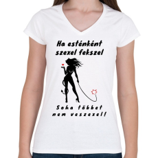 PRINTFASHION sexel fekszel - Női V-nyakú póló - Fehér