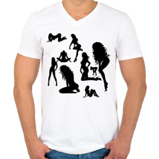 PRINTFASHION sexy woman.7 - Férfi V-nyakú póló - Fehér
