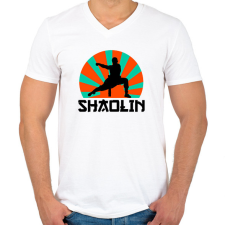 PRINTFASHION SHAOLIN - Férfi V-nyakú póló - Fehér férfi póló