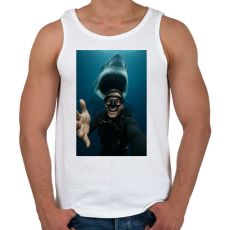 PRINTFASHION Shark - Férfi atléta - Fehér